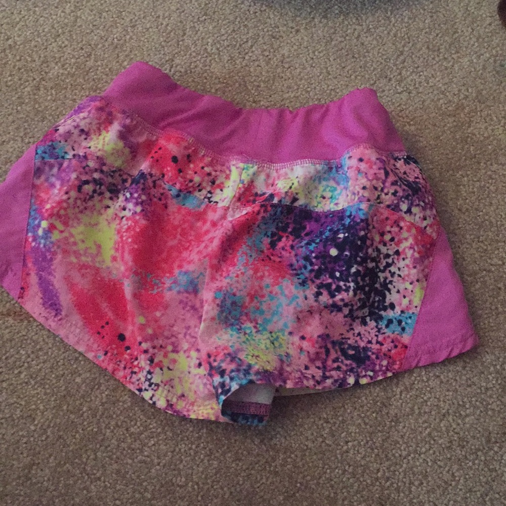 paint splatter dance shorts